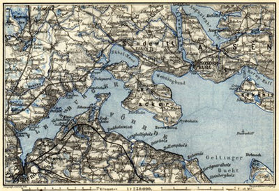 Waldin Flensburg and environs map, 1887 digital map