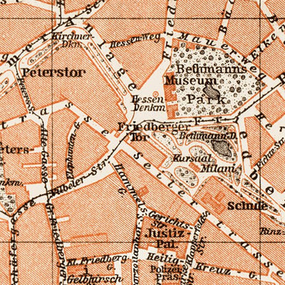 Waldin Frankfurt (Frankfurt-am-Main) city map, 1909 digital map