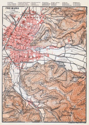 Waldin Freiburg (im Breisgau) and environs map, 1906 digital map