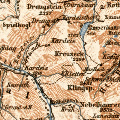 Waldin Gastein Valley and East Tauer mountains, 1906 digital map