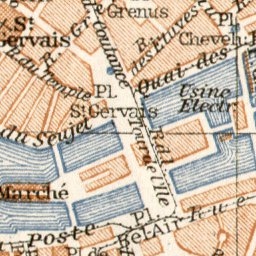 Waldin Geneva (Genf, Genève) city and surroundings map, 1913 digital map