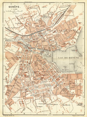 Waldin Geneva (Genf, Genève) city map, 1897 digital map