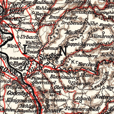 Waldin Germany. Rhine Province and Nassau. General map, 1913 digital map