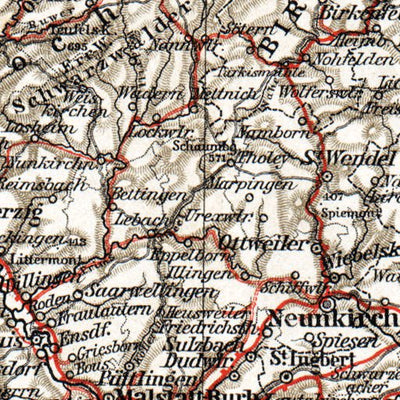 Waldin Germany, southwestern provinces. General map, 1905 digital map