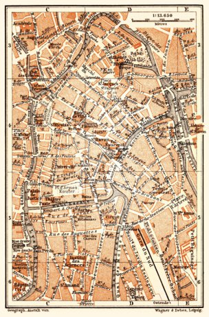 Waldin Ghent (Gent), central part map, 1904 digital map