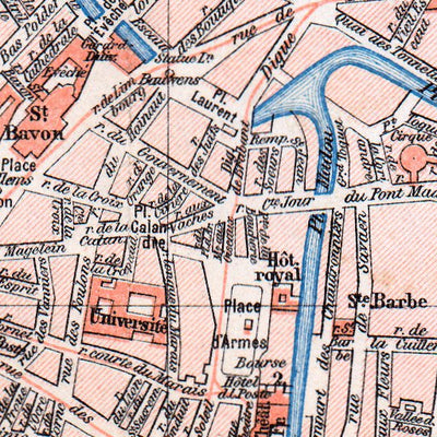 Waldin Ghent (Gent) town plan, 1908 digital map