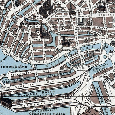 Waldin Hamburg city map, 1909 digital map