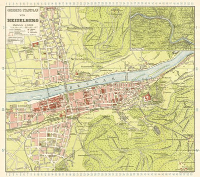 Waldin Heidelberg city map, 1927 digital map