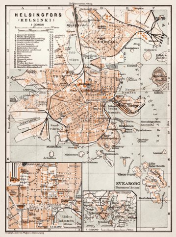 Waldin Helsinki (Helsingfors) town plan, 1929 digital map