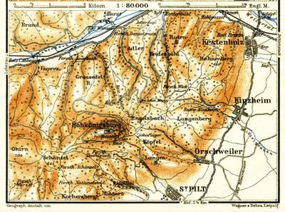 Waldin Hohkönigsburg, Odilienberg and environs map, 1905 digital map