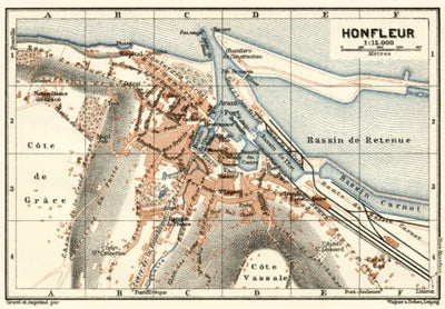Waldin Honfleur city map, 1913 digital map