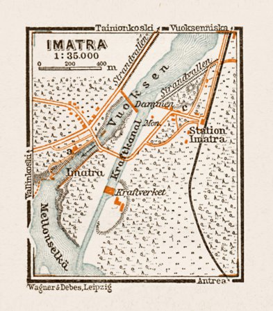 Waldin Imatra town plan, 1929 digital map