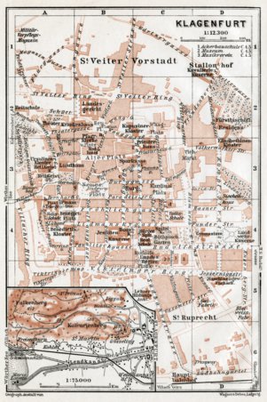 Waldin Klagenfurt town plan, 1910 digital map