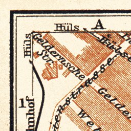 Waldin Krefeld city map, 1905 digital map