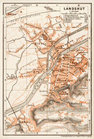 Waldin Landshut city map, 1909 digital map