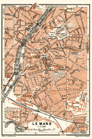 Waldin Le Mans city map, 1913 digital map