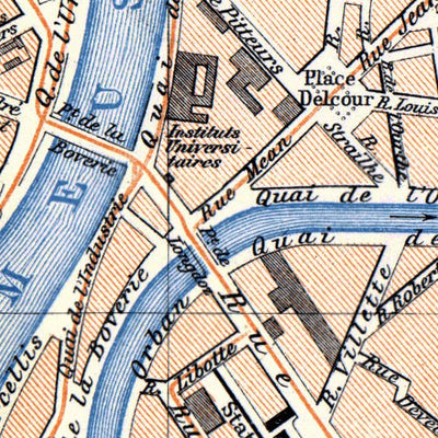 Waldin Liège (Lüttich) town plan, 1908 digital map