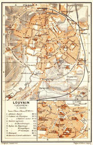 Waldin Louvain (Leuven) town plan, 1904 digital map