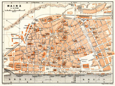 Waldin Mainz city map, 1906 digital map