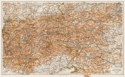 Waldin Map of the Alpine Countries, 1903 digital map