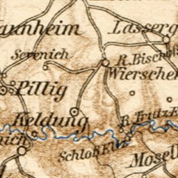 Waldin Map of the Course of the Mosel River from Zell to Trier, 1927 digital map