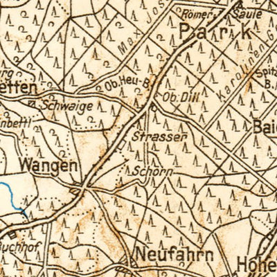 Waldin Map of the environs of Munich (München), 1928 digital map