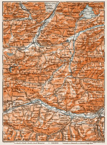 Waldin Map of the environs of Partenkirchen, 1909 digital map