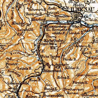 Waldin Map of Thuringia (Thüringen), 1906 digital map