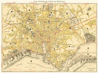 Waldin Marseille city map, 1924 digital map