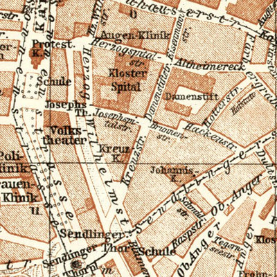 Waldin München (Munich) city map, 1906 digital map