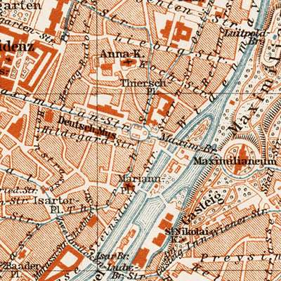 Waldin München (Munich) City Map, 1909 digital map