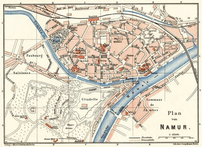 Waldin Namur town plan, 1908 digital map
