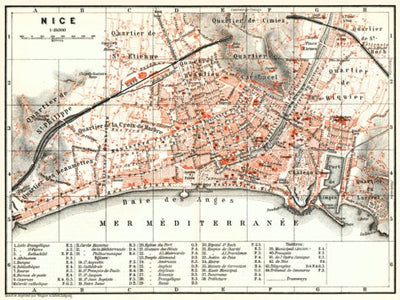 Waldin Nice city map, 1885 digital map