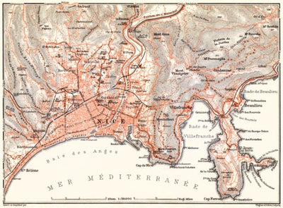 Waldin Nice, city map (with close environs), 1913 digital map