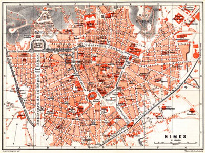 Waldin Nîmes city map, 1885 digital map