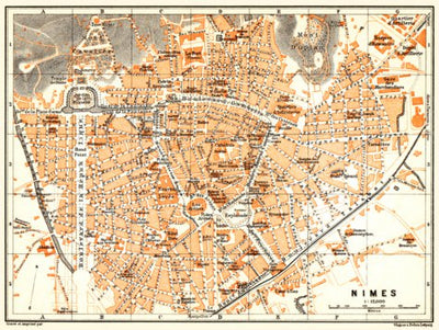 Waldin Nîmes city map, 1900 digital map