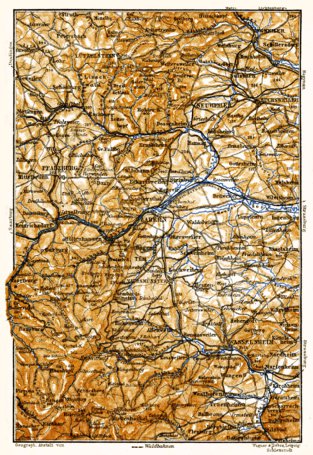 Waldin Northern Vosges Mountains map, 1905 digital map