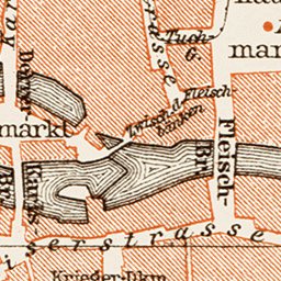 Waldin Nürnberg (Nuremberg) city centre map, 1909 digital map