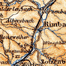 Waldin Pfungstadt to Eberbach map, 1905 digital map