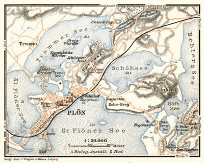 Waldin Plön, city and environs map, 1911 digital map