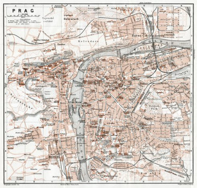 Waldin Praha (Prague), town plan (names in Czech), 1910 digital map