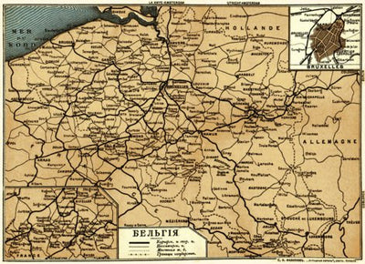 Waldin Railway map of Belgium, 1900 digital map