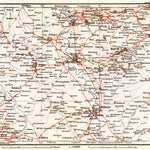 Waldin Railway map of Lower Rhine geographic area (Rhine-Ruhr bassin), 1905 digital map