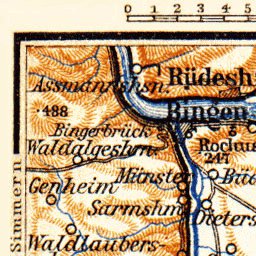Waldin Rhenish Hesse (Rheinhessen) from Bingen to Mannheim, 1905 digital map