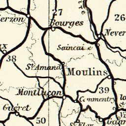 Waldin Road map of France, 1885 digital map