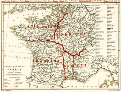 Waldin Road map of France, 1900 digital map