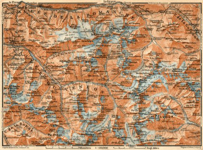 Waldin Romanche Valley and Vénéon Valley map, 1913 digital map