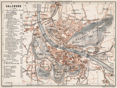 Waldin Salzburg town plan, 1910 digital map
