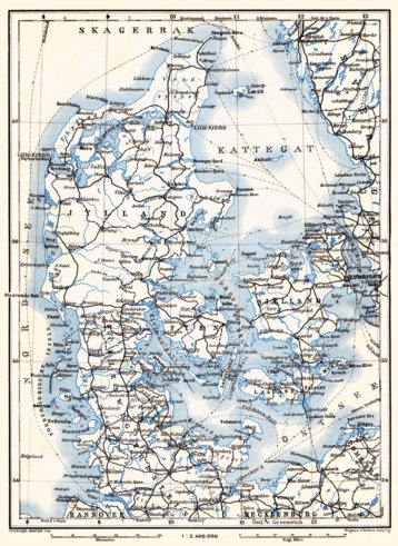 Waldin Schleswig and Denmark map, 1910 (Denmark version) digital map