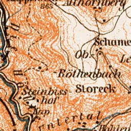 Waldin Schwarzwald (the Black Forest). The Black Forest Railway (Schwarzwaldbahn, Baden) region map, 1909 digital map